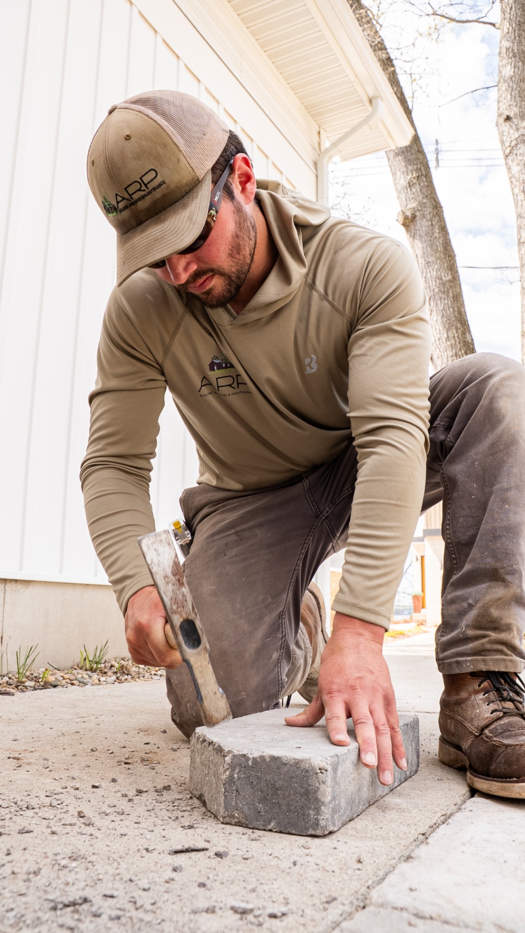 Cutting a Paver for Final Placement