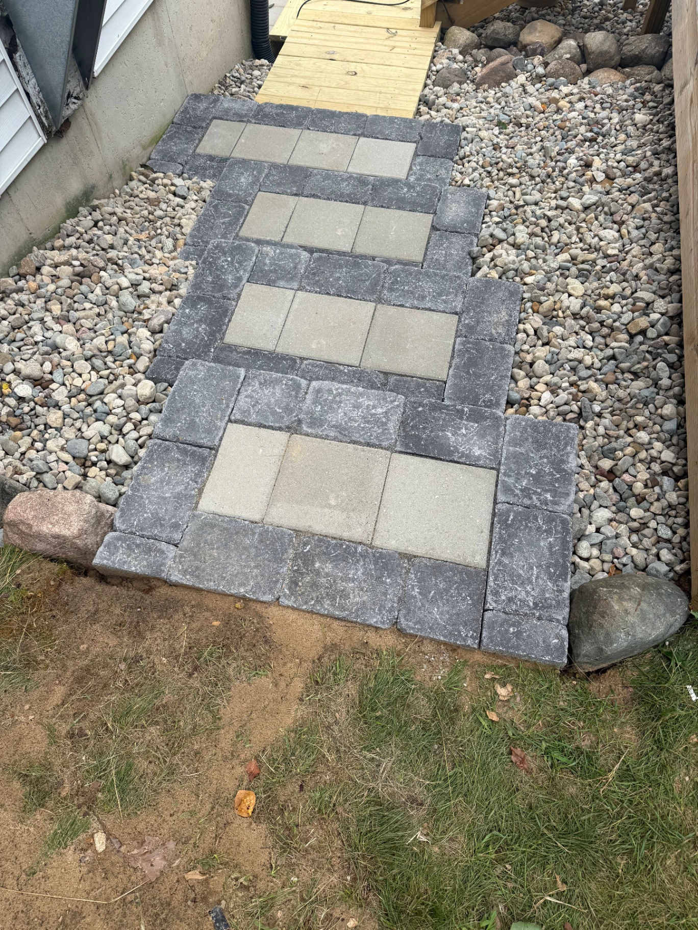 Custom Paver Walkway with Two-Tone Pattern